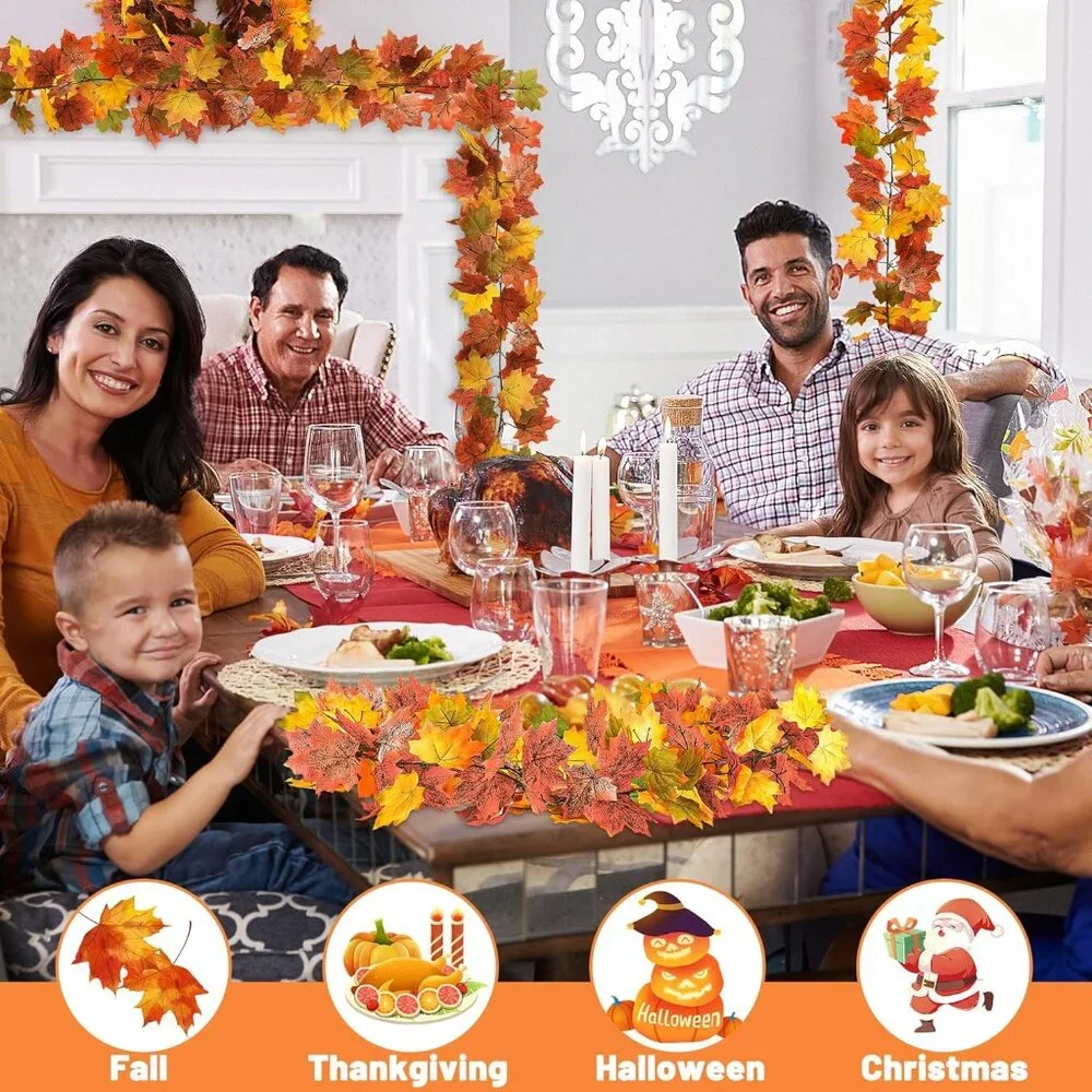 Elegant Autumn Garland with Maple Leaves - 5.9FT Each for Stunning Home Ambiance